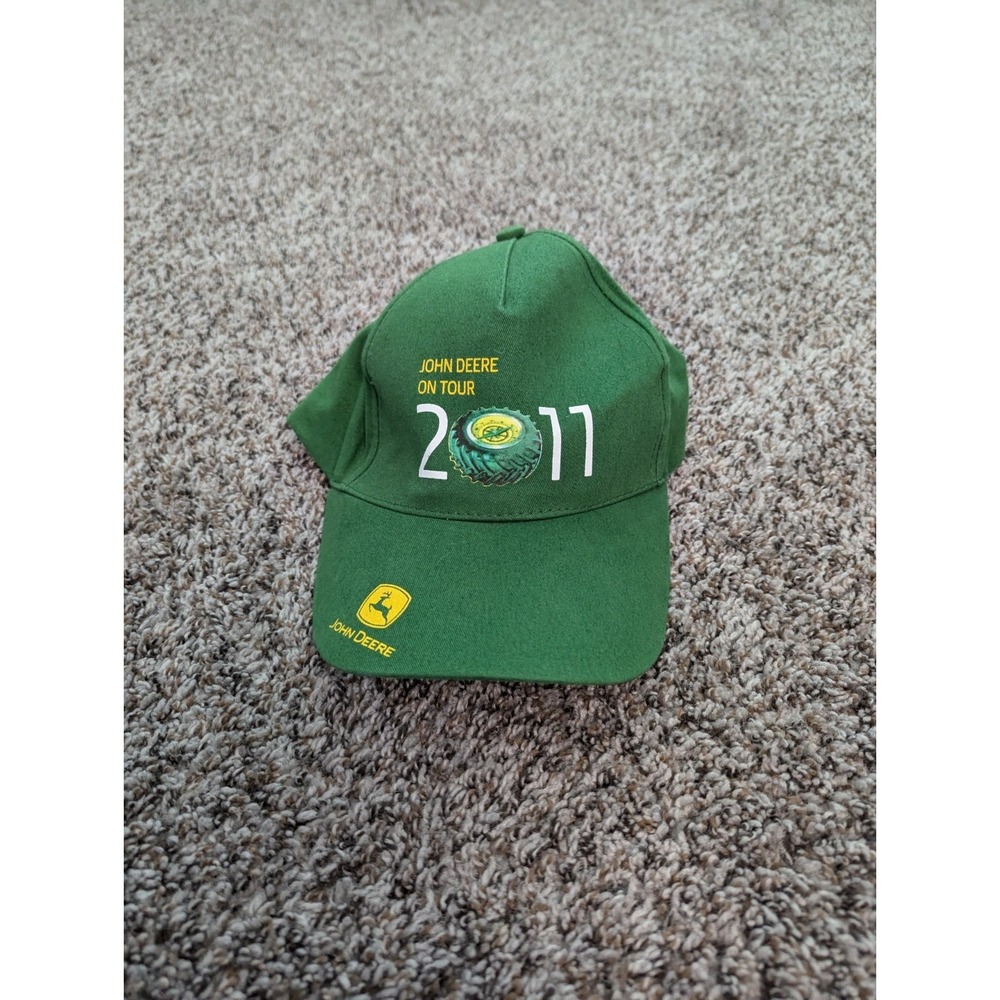 John Deere Hat Adult Adjustable Strap Back Green On Tour 2011 Farmer